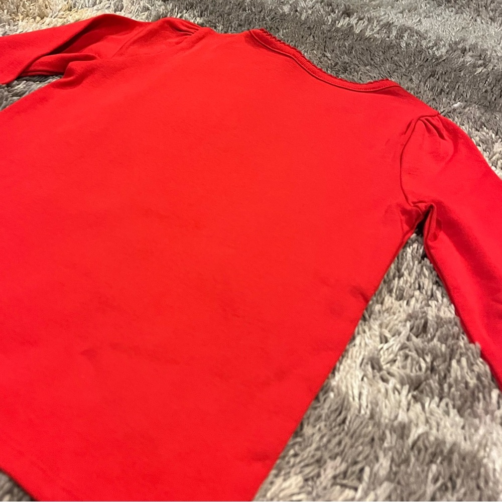 Girls Gymboree Appliqué Candy Cane Bow Long-Sleeve Christmas Shirt - 6 - Red - Picture 6 of 7